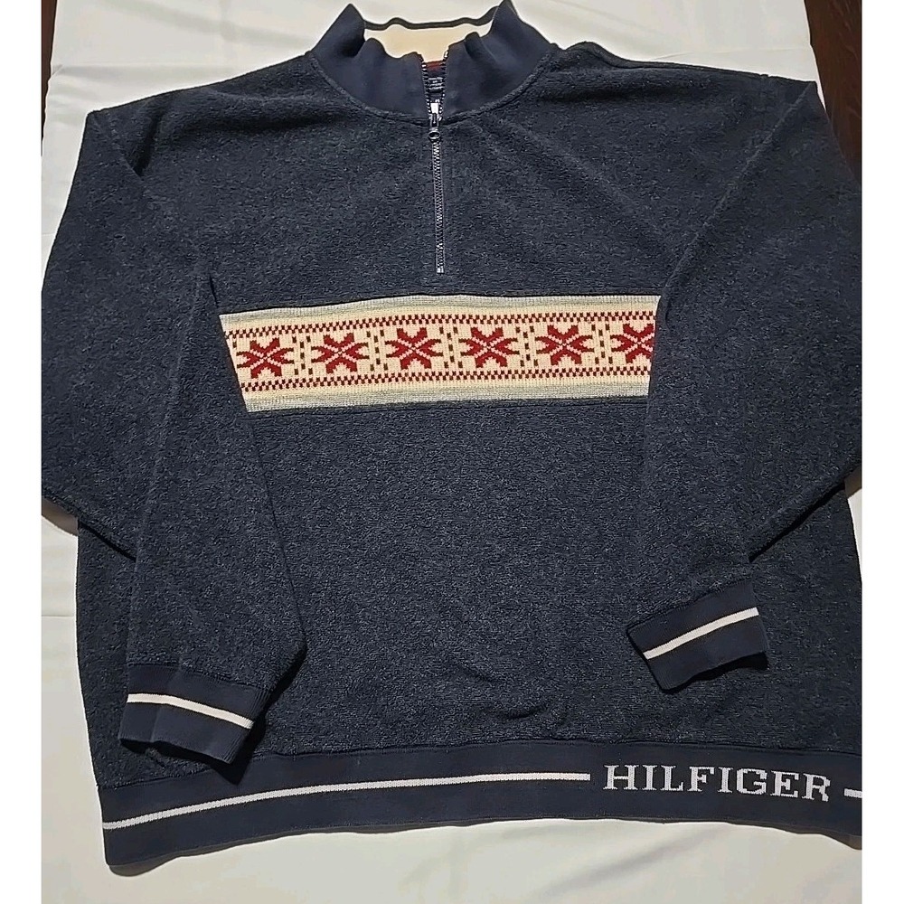 Y2k 90s‎ Tommy Hilfiger Sweater Mens Large Blue Vintage Snow Christmas Pullover